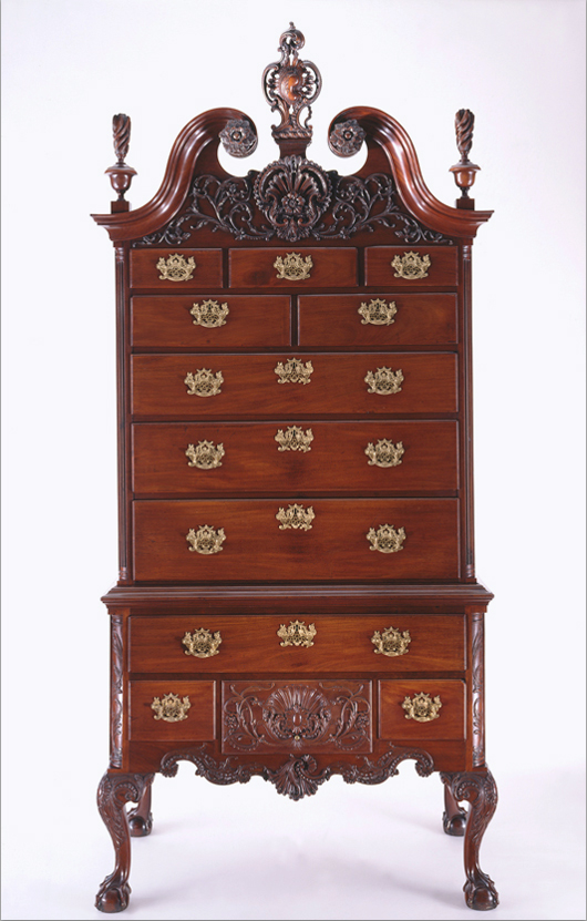 High chest of drawers, owned by Michael and Miriam Gratz, Philadelphia, 1760–75. Winterthur Museum, gift of Henry Francis du Pont. Image courtesy of Winterthur.